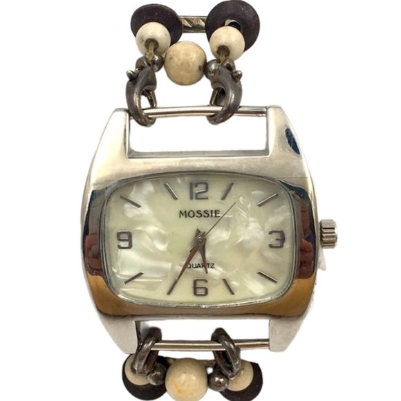 Mossie Rectangular Pearl White Bracelet Watch - Picture 1 of 5